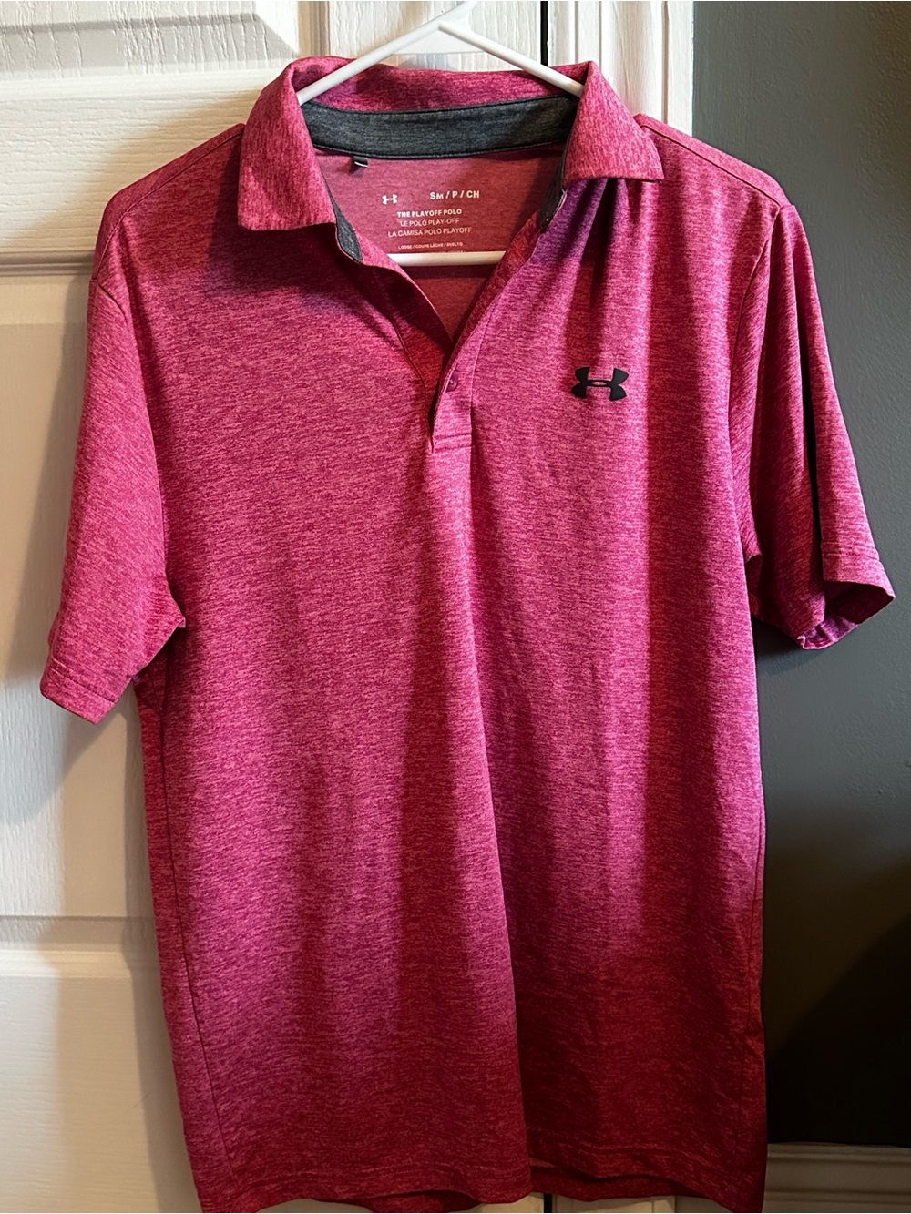 Under Armour Men’s Heather Raspberry Polo - Short Sleeve Performance
